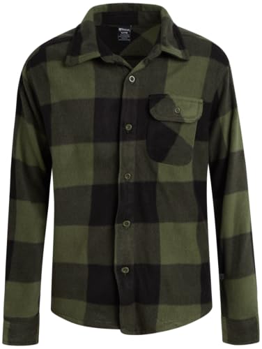 Bobcat Boys' Long Sleeve Button Down Shirt - Soft Micro Polar Woven Plaid Flannel Shirt for Boys (Sizes: 8-18) - Main Image