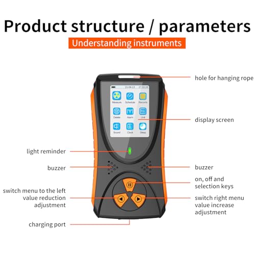Akstest HFS-10 Geiger Counter Nuclear Radiation Detector,Akstest Portable Geiger Counter,Handheld Beta Gamma X Ray Radiation Dosimeters Have Both Audible And Visual Alarms,Rechargeable Radiation Detector thumb #7
