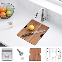 KINGO HOME 33 x 38,1 cm Edelstahl kleine Arbeitsstation Bar Unterbauspüle, Drop In Bar Spüle 18 Gauge Ledge Rv Küche Einzelne Schüssel Küche Nass Bar Prep Spüle mit Zubehör