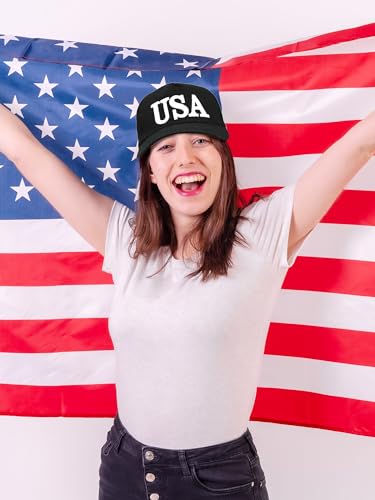 Image of 4Pcs USA Hats for Men Patriotic Hat Embroidered American Flag Baseball Cap | Classic USA Hat & USA Cap Set | 100% Cotton | American Flag Hats for Men Women | Adjustable Baseball Cap for Daily Wear