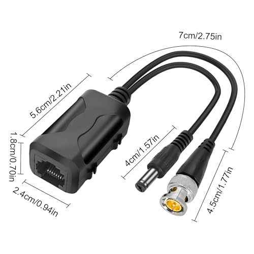 MEIRIYFA Passive Video Balun BNC to RJ45 Cat5e/6 Video Baluns Transceiver Transmitter with Power Connector for 720P 1080P 3MP 4MP 5MP 8MP HD-CVI/TVI/CVBS Analog to IP Camera Converter (2 Pairs) by MEIRIYFA - Used condition - Image 7