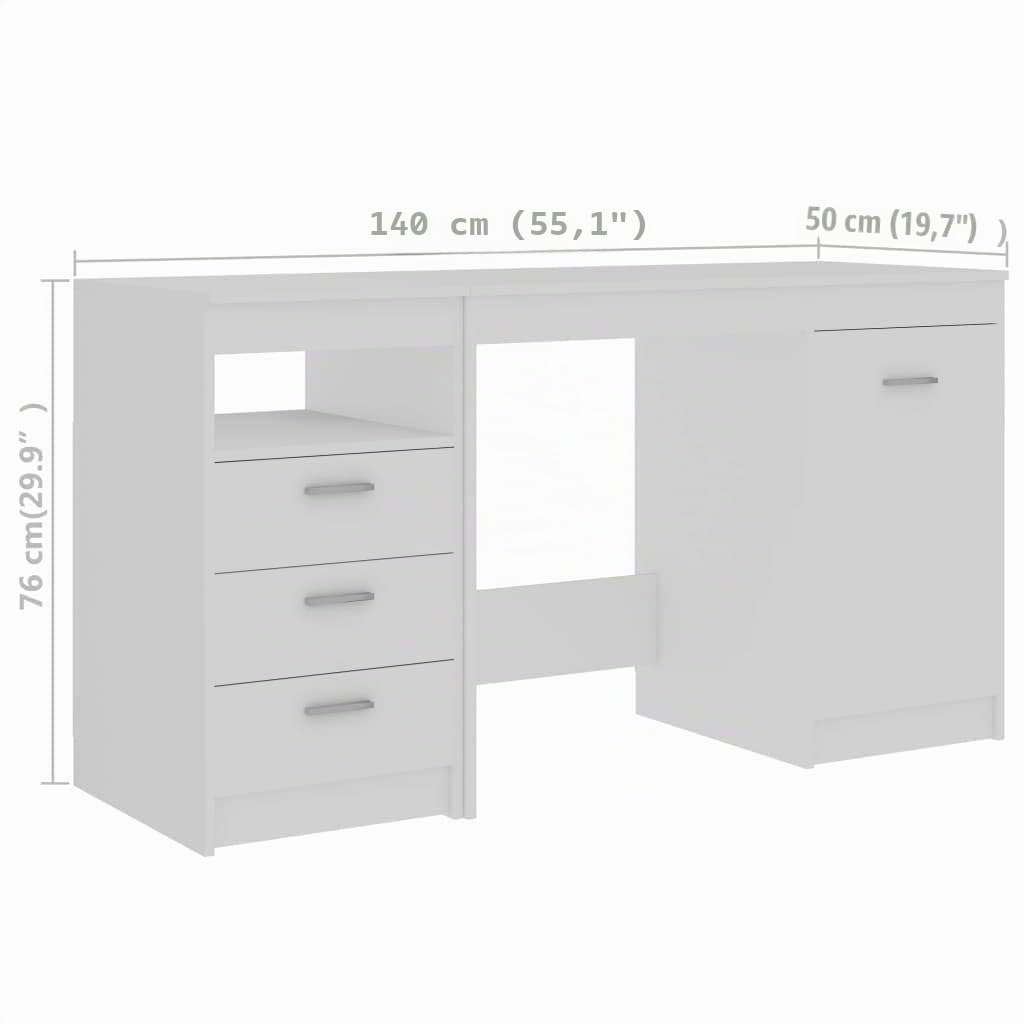 vidaXL Escritorio de Madera contrachapada Blanco 140x50x76 cm