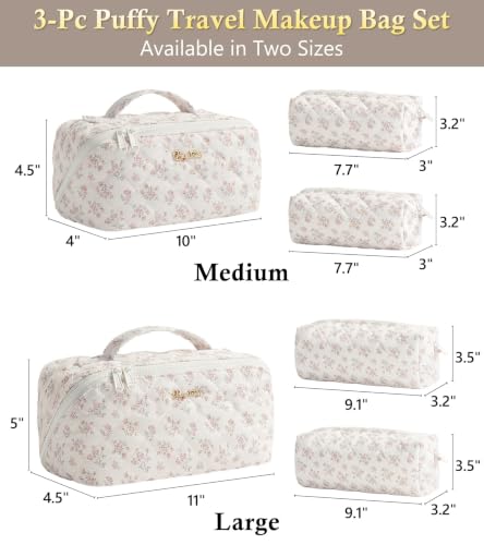 Image of Travel Makeup Bag, Large Capacity Puffy Toiletry & Cosmetic Bag for Women