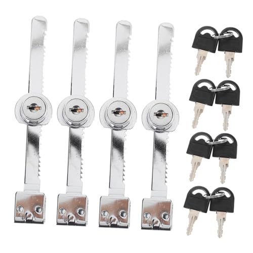 HOMSFOU 4個 ガラス展示キャビネット用スライドドアロック 鍵付き 同一キー設計 簡単取付 属製扉対応 ホーム オフィス 小売用