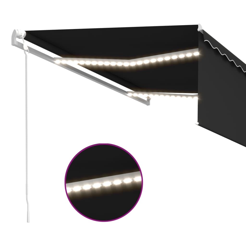 Auvent automatique store capteur de vent et LED 4x3m Anthracite