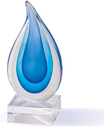 SHOP AWARDS AND GIFTS Customizable 7 Inch Art Sculptured Hand Blown Colors Suspended in Clear Glass Award, Includes Personalization