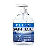KLEAN Gel Hydro 4-en-1 ® Gel hydroalcoolique hydratant 500 ml pompe à bec long virucide certifié EN 14476 Désinfectant mains premium à l'efficacité bactéricide et levuricide Fabriqué en France