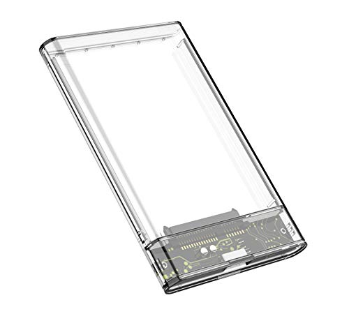 2.5'' External Hard Drive Enclosure - SATA to USB 3.0 Tool-Free Clear for 2.5 Inch SSD & HDD 9.5mm 7mm Hard Disk Case Supports UASP SATA