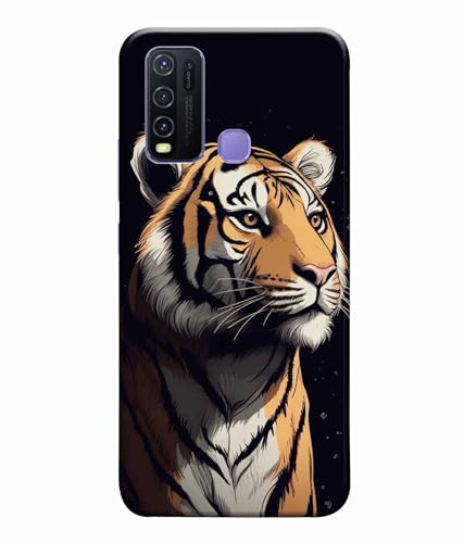 Image of Tiger Faces Animal Printed Hard Back Case Cover & Compatible for Vivo Y30 / Vivo Y50 (Multicolor) - D1807