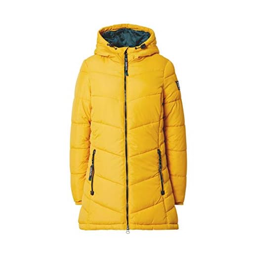 Sublevel Damen Winterjacke Stepp-Mantel mit Kapuze lang & tailliert, Outdoorjacke für Damen yellow M