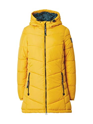 Sublevel Damen Winterjacke Stepp-Mantel mit Kapuze lang & tailliert,...