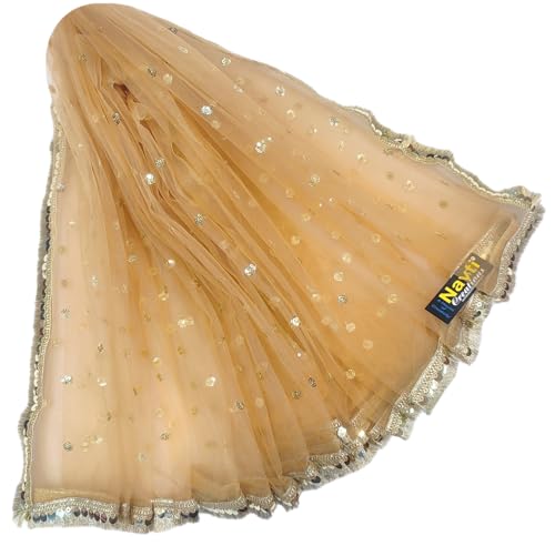 Image of Navti Creations Women's Lightweight Net Dupatta With Sequence Embroidery & Kiran Border (Length 2.25m)