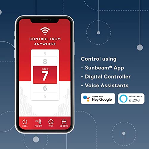 Sunbeam Velvet Wifi Connected Dual Temperature Warm Thermal Heated Electric Blanket With Controller, App, And Voice Assistant, King, Slate Gray #TOP1