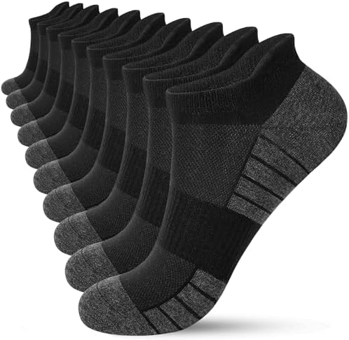 HIYATO 10 Paar Sneaker Socken Herren Damen, Atmungsaktive Sportsocken, Baumwolle Kurz Laufsocken