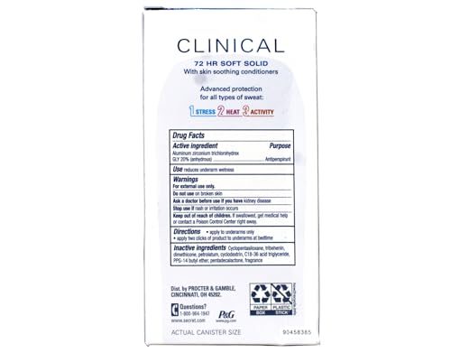 Secret Clinical Strength Desodorante Soft Solid Sensitive sin aroma, 1.6 oz x3 miniatura 6