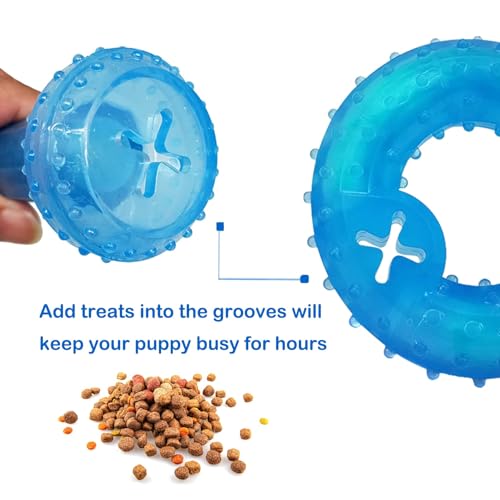 Image of Puppy Chew Toys for Teething Puppies, Cooling Dog Toys Natural Teething Rubber, 2 Pack Freezable Teething Toys, Cleaning Teeth and Protects Oral Health Both Small Dogs & Medium Dog Suitable