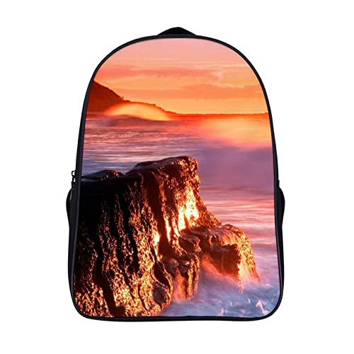 Sac à dos de mode pour adolescents léger noir 40x28x16cm