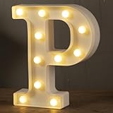 HXWEIYE Light Up Letters P, LED Marquee Letters Lights Sign 26 Alphabet and 10 Number Big Lights Letter for Party Birthday Bar Battery Powered Christmas Decor Letter Light (Warm White)