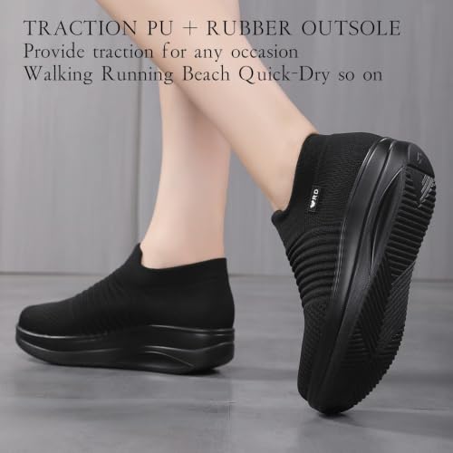 Image of Walking Shoes for Women Slip On Nurse Slip Resistant Work Sock Sneakers Food Service Platform Comfortable Weight Light
