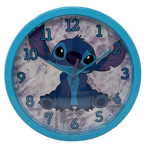 CARTOON Horloge murale analogique pour enfants 25 cm pour chambre de jeu (Stitch)