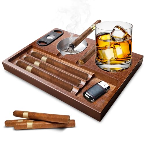 Posacenere per sigari, posacenere in legno, posacenere per sigari, set