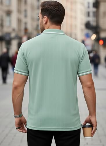 Image of Mack Jonney Men's Premium Jacquard Polo T-Shirt | Short Sleeve Soft Knit Fabric | Stylish Casual & Smart Wear Polo-M6907
