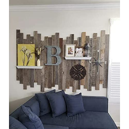 Rockin' Wood Real Wood Peel & Stick 2 & 4 Foot Length Rustic Reclaimed Naturally Weathered Barn Wood Accent Paneling Planks for Walls, 10 Square Feet
