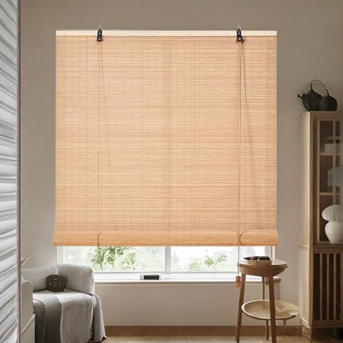 Persianas Enrollables De Bambú Natural 80x130 100x120 110x140 150x160 160x200cm Cortina De Bambú Impermeable/Transpirables Estores De Bambú Decorativa Persianas Romanas Para Cocina Patio Jardín