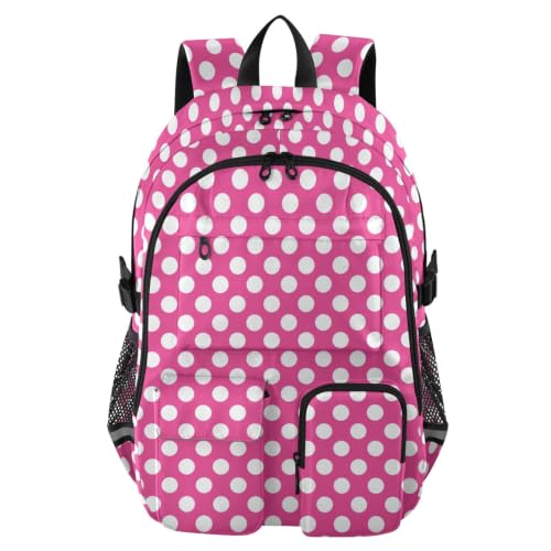Mochila de viaje para laptop de 17.5 pulgadas con estampado de lunares color melocotón