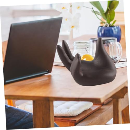 Gorise 4 lustige Eierbecher aus schwarzem Porzellan, Fingerständer, dekorativer Ständer aus Keramik, roh gekochte Eierbecher, Frühstückshalter-Set – Bild 7