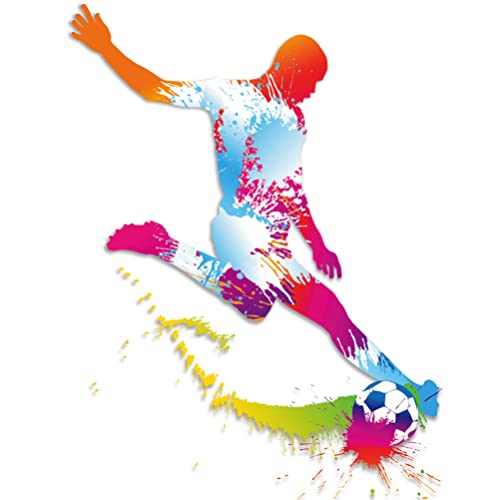 Magiclulu Sports Man Wall Stickers Soccer Player Wall Decals Window Cling Self Adhesive Wall Stickers Art Mural For Boys Teens Room Bedroom Playroom Home Decor #TOP6