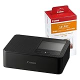 Canon SELPHY CP1500 Wireless Photo Printer inc RP-108 Ink Paper Set - Black