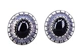 Größe Ohrstecker: 7mm x 8mm NicoWerk Damen Silber Ohrstecker Oval aus 925 Sterling Silber Onyx mit Stein Edelstein Vintage Geschwärzt Ethno SOS390