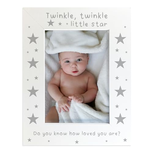 Image of RED OCEAN Baby Gift 7x5 White Photo Frame Twinkle Twinkle Little Star Quote Nursery Photo Frame New Baby Gift Newborn Present For New Mummy Daddy Keepsake
