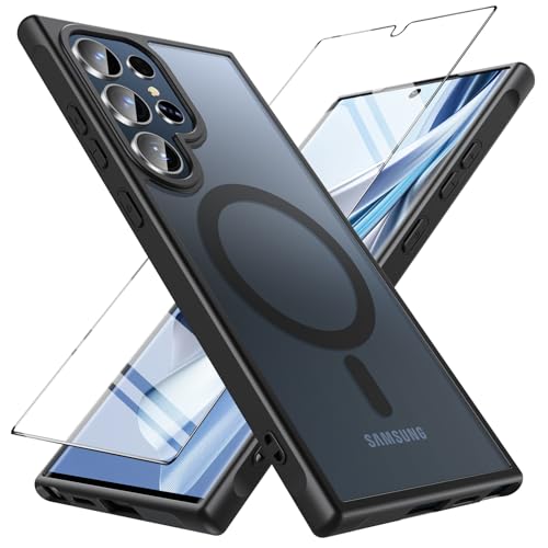 BESINPO Magnetisch Für Samsung Galaxy S24 Ultra Hülle mit Panzerglas Glas,S24 Ultra Hülle, Militärschutz Handyhülle Stoß...