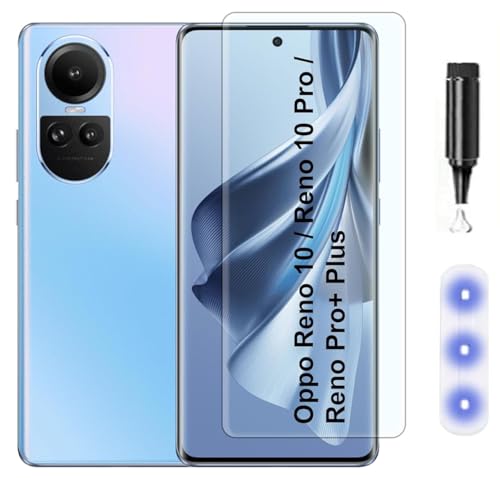 Image of MACLEN Ultra Premium HD Adavnced Glue UV Curved Tempered Glass for Oppo Reno 9 Pro, Reno 10, Reno 10 Pro | With HD clearity full curved edge protection and Installation Kit