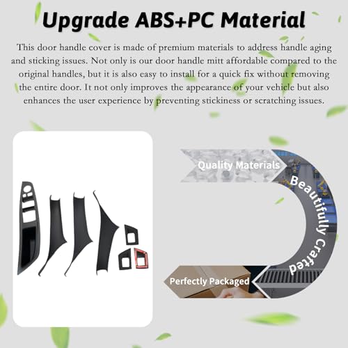 BJchiwu 7pcs No-Remove Interior Door Pull Handle Sticky Cover for BMW 5 Series F10/F11 520,523,525,528,530,535 (2010-2016) Fits Driver & Passenger Side Window Switch Armrest Panel (Black)