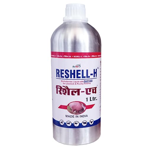 REFIT ANIMAL CARE Veterinary Vitamin H for Cow, Buffalo, Birds, Pig, Goat, Chicks, Chicken, Cattle, Poultry & Livestock Animals Multivitamin E A & D3 Liquid Feed Supplement (1000ml/ 1 Litre) Reshell-H