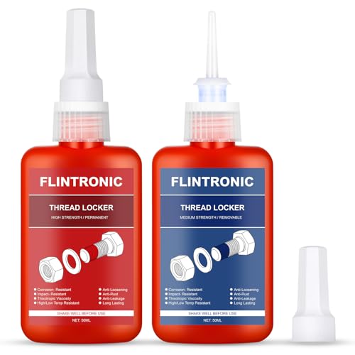 flintronic Frein Filet, Thread Lock, (50ml + 50ml) Adhésif de Force Moyenne et Forte pour Écrous, Boulons, Fixations Métalliques, Fixations Métalliques, Empêche Le...