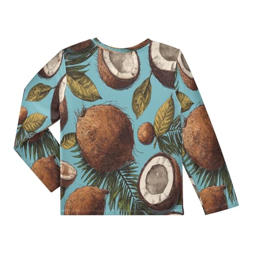 Coconut Leaves and Fruits Boys Rash Guard Long Sleeve UPF 50+ Boys Swim Shirt Quick Dry Shirt for 3-12 Years2