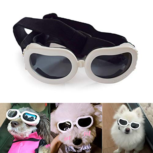 PETLESO Hunde Sonnenbrille für Kleine Hunde Hundebrille Wasserdichter Anti-UV Schutzbrille für Kleine Hunde - Gelb
