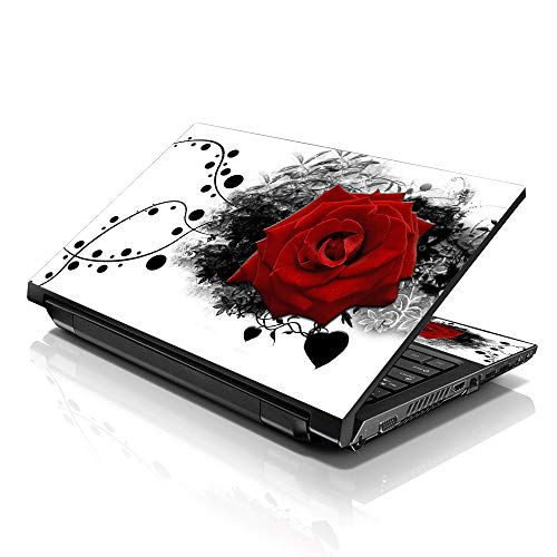 Image of LSS 15 15.6 Inches Laptop Notebook Skin Sticker with 2 Wrist Pads - Reusable Cover Protector Vinyl Sticker Cover Decal Fits 13 inch - 16 inch HP Asus Acer Samsung - Red Rose Floral Pattern