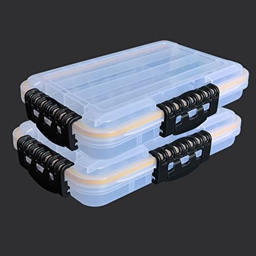 Transparent Airtight Fishing Tackle Box 3600/3700 Tackle Trays With Removable Dividers Waterproof Sunscreen Lure Box for Freshwater Saltwater Tackle Storage Tackle Box Organizer Ruisheng AT(3600×2)