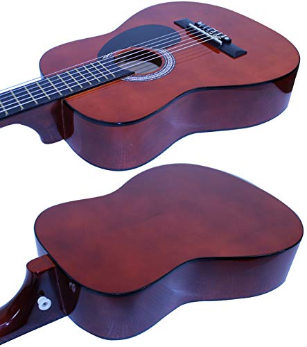 Vizcaya Beginner 31” Classical Acoustic Guitar 1/4 Size Nylon Strings Classical Guitar With Gig Bag, Strap, Picks, Pick Holder, Extra Strings, Electronic Tuner For Students, Adults-Coffee #TOP4