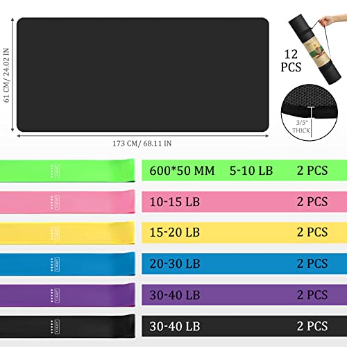 36 Pcs Yoga Mats and Resistance Bands Set to Yoga Canada