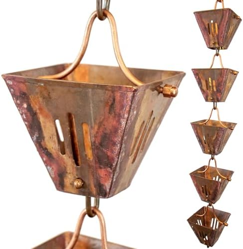 Nutshell Stores Slotted Square Cups Rain Chain - Copper - 10 Feet