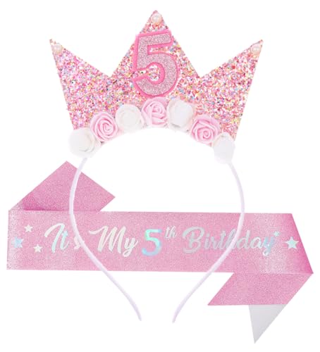 Birthday Tiara Crown with Sash for Party Decorations