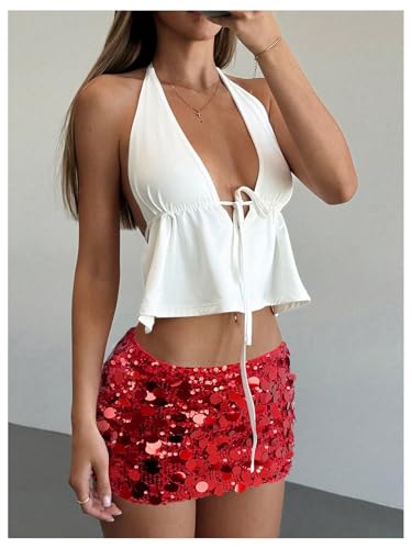 Image of Floerns Women's Sequin Low Waist Mini Skorts Night Out Skirt Shorts