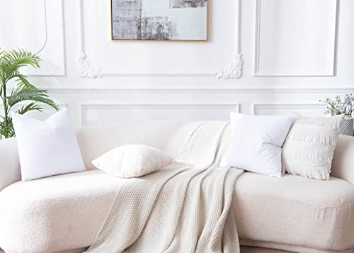 Image of JUSPURBET 22x22 Decorative Velvet Throw Pillow Covers Cases Set of 2,White | Modern Soft Cushion Covers with Hidden Zipper for Couch Sofa Bed Living Room Bedroom Home Decor