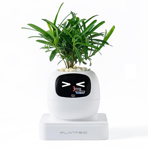 Image of PLANTSIO smart pet Planter Robot Guidance on Plant Care with Emojis, Adorable Plant Companion with Rich Gesture Interaction, Neat Desk Setup Gift (White)